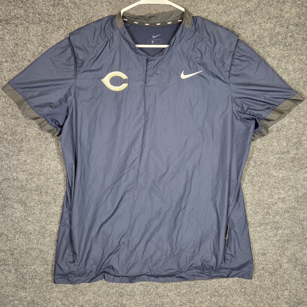 Nike Chicago Bears Windbreaker Pullover Mens Large Navy Blue Short Sleeve Jacket